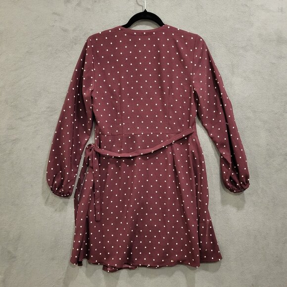 Loft Midi Wrap Dress Women's Size 4P Polka Dot Office Career Party Flowy Classic - Picture 2 of 6
